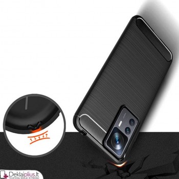 Carbon guminis dėklas - juodas (Xiaomi 12T/12T Pro)